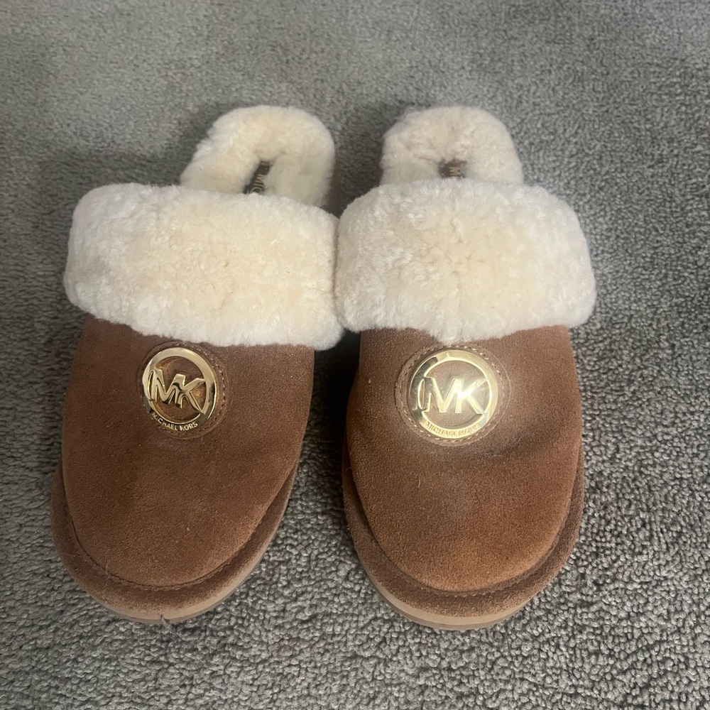 Michael Kors Brown and Cream Slippers